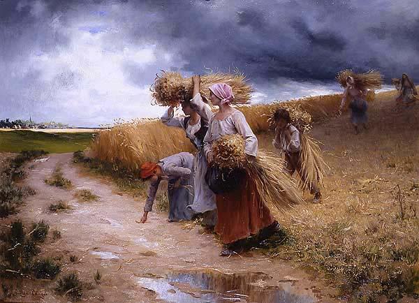 Georges Laugee A l'Approche du Grain France oil painting art